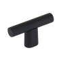 Schaub and Company Monza 2" Diamond Knurled Urban Modern Industrial T Bar Cabinet Knob / T Drawer Knob - Made in Italy Matte Black