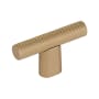 Schaub and Company Monza 2" Diamond Knurled Urban Modern Industrial T Bar Cabinet Knob / T Drawer Knob - Made in Italy Signature Satin Brass