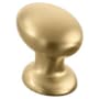 Schaub and Company Avenue 1-3/8 Inch Solid Brass Angled Oval Football Cabinet / Drawer Knob Satin Brass