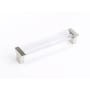 Schaub and Company Positano 5-1/16" Center to Center Clear Acrylic Luxury Cabinet Handle / Drawer Pull - Made in Italy Satin Nickel