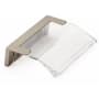 Schaub and Company Positano 1-1/4" Center to Center Clear Acrylic Finger Tab Cabinet Edge Pull / Drawer Tab Pull - Made in Italy Satin Nickel
