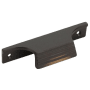 Schaub and Company Stradella 4" Center to Center Rustic Solid Cast Bronze Ridged Finger Edge Cabinet Pull Drawer Pull - Made in Italy Antique Bronze