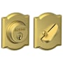 Schlage Single Cylinder Keyed Entry Grade 1 Deadbolt with Decorative Camelot Rose from the B-Series Satin Brass