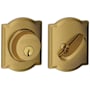 Schlage Single Cylinder Keyed Entry Grade 1 Deadbolt with Decorative Camelot Rose from the B-Series Antique Brass