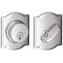 Schlage Single Cylinder Keyed Entry Grade 1 Deadbolt with Decorative Camelot Rose from the B-Series Polished Chrome