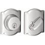 Schlage Single Cylinder Keyed Entry Grade 1 Deadbolt with Decorative Camelot Rose from the B-Series Bright Chrome