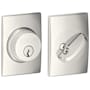Schlage Single Cylinder Keyed Entry Grade 1 Deadbolt with Decorative Century Rose from the B-Series Polished Nickel
