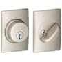 Schlage Single Cylinder Keyed Entry Grade 1 Deadbolt with Decorative Century Rose from the B-Series Satin Nickel