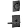 Schlage Latitude Single Cylinder Keyed Entry Door Lever Set and Century Deadbolt Combo with Century Rose Matte Black