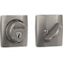 Schlage Single Cylinder Keyed Entry Grade 1 Deadbolt with Decorative Dalton Rose from the B-Series Satin Nickel