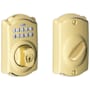 Schlage Camelot Electronic Keypad Single Cylinder Deadbolt Lifetime Polished Brass