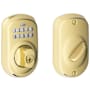 Schlage Plymouth Electronic Keypad Single Cylinder Deadbolt Lifetime Polished Brass