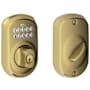 Schlage Plymouth Electronic Keypad Single Cylinder Deadbolt Antique Brass