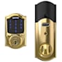 Schlage Connect Camelot Touchscreen Electronic Deadbolt with Built-in Alarm and Z-Wave Plus Technology Polished Brass