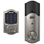 Schlage Connect Camelot Touchscreen Electronic Deadbolt with Built-in Alarm and Z-Wave Plus Technology Satin Nickel