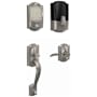 Schlage Encode WiFi Enabled Electronic Keypad Deadbolt with Right Handed Camelot Entry Handleset and Accent Lever Satin Nickel