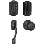 Schlage Encode WiFi Enabled Electronic Keypad Deadbolt with Camelot Entry Handleset and Georgian Knob Matte Black