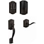 Schlage Encode WiFi Enabled Electronic Keypad Deadbolt with Left Handed Camelot Entry Handleset and Accent Lever Aged Bronze