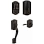 Schlage Encode WiFi Enabled Electronic Keypad Deadbolt with Right Handed Camelot Entry Handleset and Accent Lever Aged Bronze