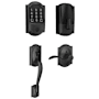 Schlage Encode WiFi Enabled Electronic Keypad Deadbolt with Left Handed Camelot Entry Handleset and Accent Lever Matte Black
