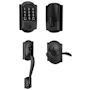 Schlage Encode WiFi Enabled Electronic Keypad Deadbolt with Right Handed Camelot Entry Handleset and Accent Lever Matte Black