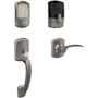 Schlage Encode Greenwich Left Handed Sectional Electronic Keyless Entry Handleset with Merano Interior Lever and Decorative Greenwich Trim Satin Nickel