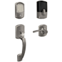 Schlage Encode Greenwich Right Handed Sectional Electronic Keyless Entry Handleset with Merano Interior Lever and Decorative Greenwich Trim Satin Nickel