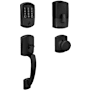 Schlage Encode Greenwich Sectional Electronic Keyless Entry Handleset with Bowery Interior Knob and Decorative Greenwich Trim Matte Black