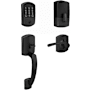 Schlage Encode Greenwich Right Handed Sectional Electronic Keyless Entry Handleset with Merano Interior Lever and Decorative Greenwich Trim Matte Black