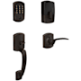 Schlage Encode Greenwich Left Handed Sectional Electronic Keyless Entry Handleset with Merano Interior Lever and Decorative Greenwich Trim Aged Bronze