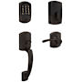 Schlage Encode Greenwich Right Handed Sectional Electronic Keyless Entry Handleset with Merano Interior Lever and Decorative Greenwich Trim Aged Bronze
