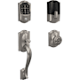 Schlage Encode Plus Camelot Sectional Electronic Keyless Entry Handleset with Georgian Interior Knob and Decorative Camelot Trim Satin Nickel