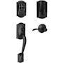 Schlage Encode Plus Camelot Left Handed Sectional Electronic Keyless Entry Handleset with Accent Interior Lever and Decorative Plymouth Trim Matte Black