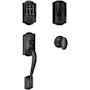 Schlage Encode Plus Camelot Sectional Electronic Keyless Entry Handleset with Siena Interior Knob and Decorative Georgian Trim Matte Black