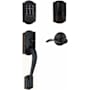 Schlage Encode Plus Camelot Left Handed Sectional Electronic Keyless Entry Handleset with Accent Interior Lever and Decorative Plymouth Trim Aged Bronze