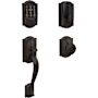 Schlage Encode Plus Camelot Sectional Electronic Keyless Entry Handleset with Georgian Interior Knob and Decorative Camelot Trim Aged Bronze