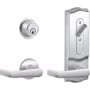 Schlage CS200-Series Commercial Grade 2 Interconnected Elan Entry Lever Set and Full Interchangeable Core Deadbolt with Camelot Escutcheon Satin Chrome