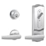 Schlage CS200-Series Commercial Grade 2 Interconnected Jupiter Entry Lever Set and Full Interchangeable Core Deadbolt with Camelot Escutcheon Satin Chrome