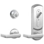 Schlage CS200-Series Commercial Grade 2 Interconnected Saturn Entry Lever Set and Full Interchangeable Core Deadbolt with Plymouth Escutcheon Satin Chrome