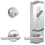Schlage CS200-Series Commercial Grade 2 Interconnected Single Lock Latitude Entry Lever Set and 6-Pin Cylinder Deadbolt with Camelot Escutcheon Satin Chrome