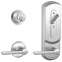 Schlage CS200-Series Commercial Grade 2 Interconnected Single Lock Latitude Entry Lever Set and 6-Pin Cylinder Deadbolt with Plymouth Escutcheon Satin Chrome