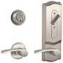 Schlage CS200-Series Commercial Grade 2 Interconnected Single Lock Right Handed Merano Entry Lever Set and 6-Pin Cylinder Deadbolt with Camelot Escutcheon Satin Nickel
