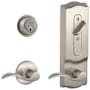 Schlage CS200-Series Commercial Grade 2 Interconnected Left Handed Accent Entry Lever Set and Full Interchangeable Core Deadbolt with Camelot Escutcheon Satin Nickel
