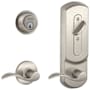 Schlage CS200-Series Commercial Grade 2 Interconnected Left Handed Accent Entry Lever Set and Full Interchangeable Core Deadbolt with Plymouth Escutcheon Satin Nickel