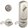 Schlage CS200-Series Commercial Grade 2 Interconnected Left Handed Flair Entry Lever Set and Full Interchangeable Core Deadbolt with Camelot Escutcheon Polished Brass