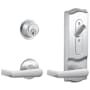 Schlage CS200-Series Commercial Grade 2 Interconnected Single Lock Saturn Entry Lever Set and 6-Pin Cylinder Deadbolt with Camelot Escutcheon Satin Chrome