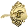 Schlage Accent Passage Door Lever Set with the Decorative Brookshire Trim Lifetime Polished Brass