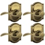 Schlage Accent Passage Door Lever Set with the Decorative Camelot Trim - Pack of 4 Antique Brass