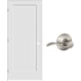 Schlage 32" W x 80" H Single Panel Left Handed Interior Prehung Door with 4-9/16" Door Jamb and Accent Passage Door lever Set Satin Nickel