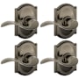 Schlage Accent Passage Door Lever Set with the Decorative Camelot Trim - Pack of 4 Antique Pewter